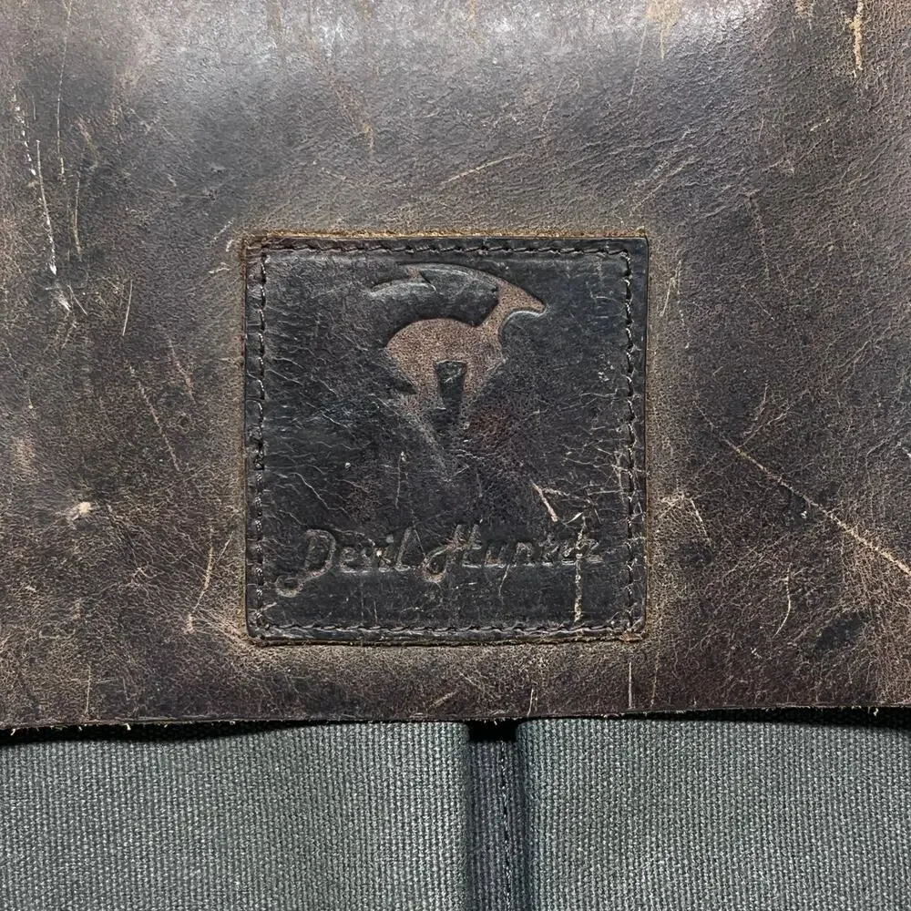Devil Hunter Vintage Style Messenger Bag Briefcase Canvas and Leather